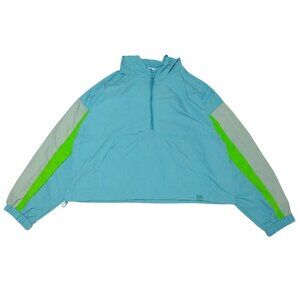 Joy Lab Women's Nylon Windbreaker Jacket with Hood and Stripe Detailing, Large.